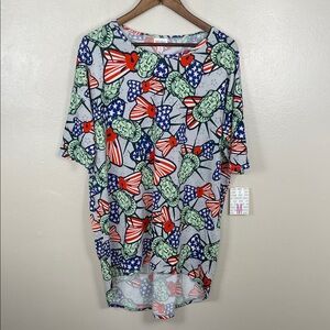 NWT LuLaRoe Women's Top with Red, Blue, and Green Statue of Liberty Print